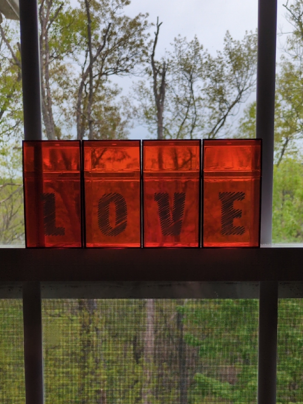 Orange 'LOVE' Block Set Decorative Accent
